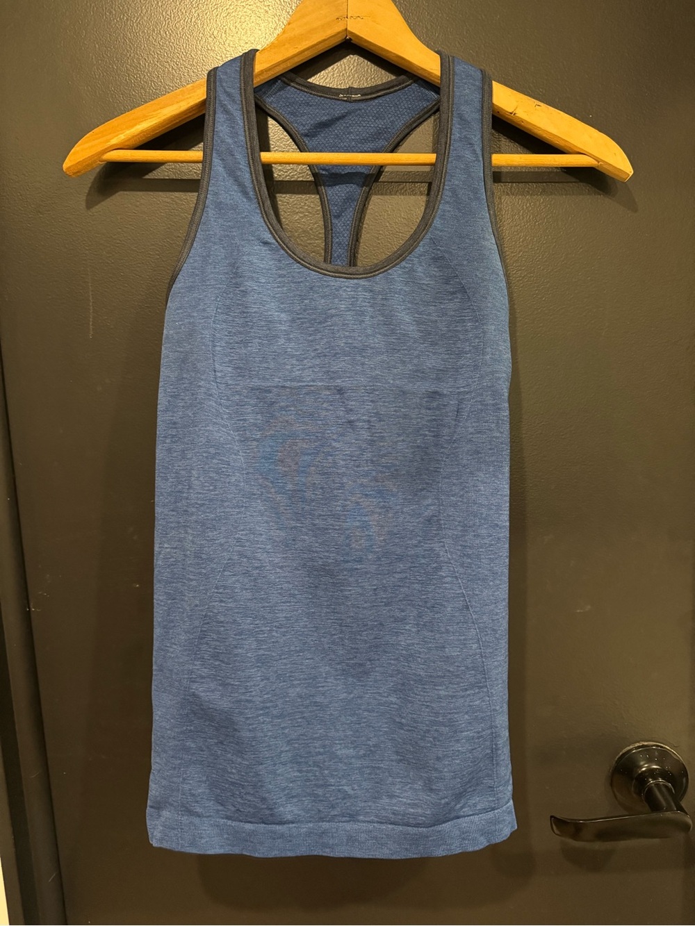 lululemon athletica Heathered Blue Racerback Tank with Contrast Trim
